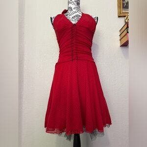 Love Tease Red Mini Dress with Polka Dots